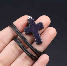 Load image into Gallery viewer, NATURAL STONE CROSS PENDANT NECKLACE