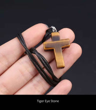 Load image into Gallery viewer, NATURAL STONE CROSS PENDANT NECKLACE