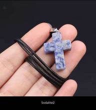 Load image into Gallery viewer, NATURAL STONE CROSS PENDANT NECKLACE