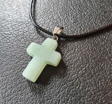 Load image into Gallery viewer, NATURAL STONE CROSS PENDANT NECKLACE