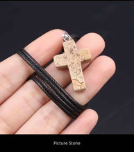 Load image into Gallery viewer, NATURAL STONE CROSS PENDANT NECKLACE