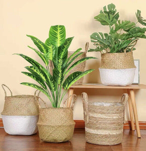Artificial Plants Fake Banana Tree with Green Leaves in Plastic Pot 80cm