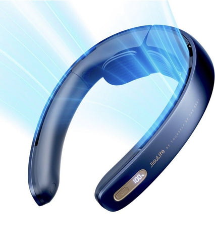 Neck Fan Pro,100 Speeds Bladeless Fan,LED Display, Rechargeable USB- Blue