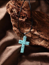 Load image into Gallery viewer, NATURAL STONE CROSS PENDANT NECKLACE 