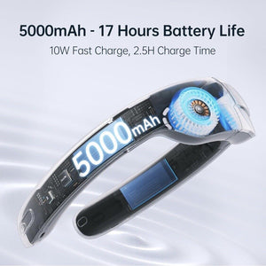 Neck Fan Pro,100 Speeds Bladeless Fan,LED Display, Rechargeable USB- Blue