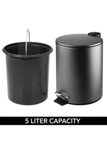 Bathroom Round Pedal Bin–5L Kitchen Bin with Pedal,Lid and Plastic Bucket Insert