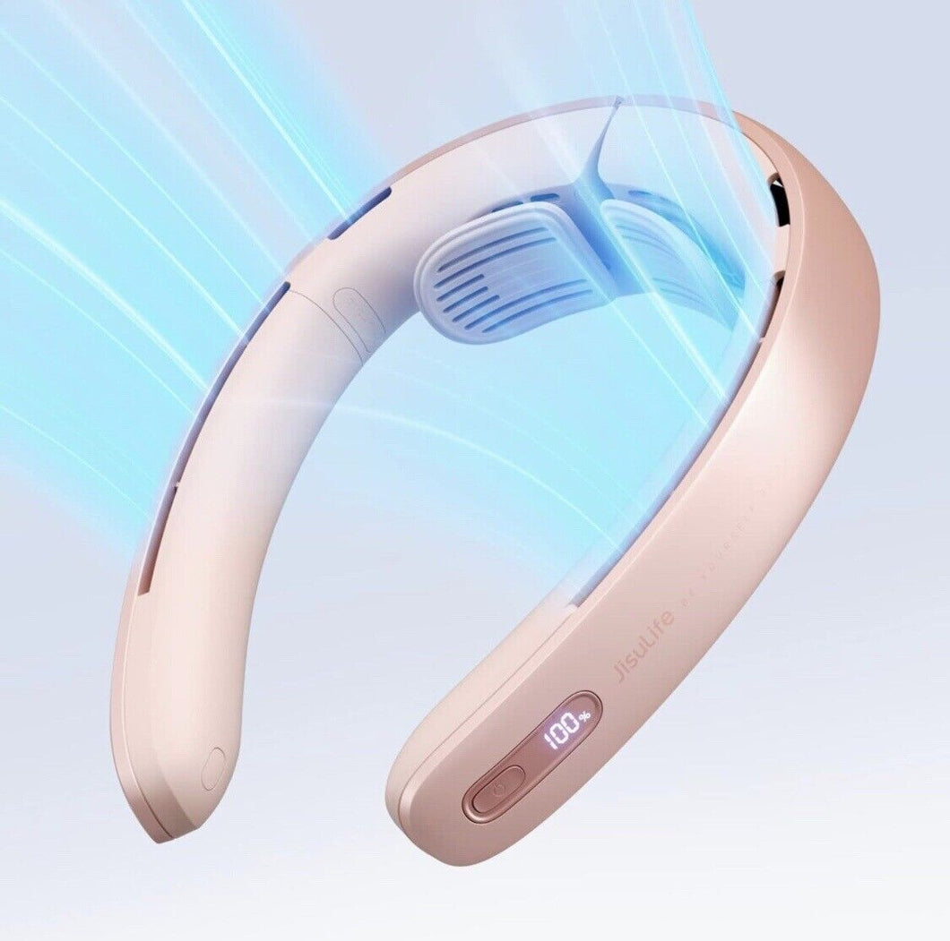 Neck Fan Pro,100 Speeds Bladeless Fan,LED Display, Rechargeable USB- Pink