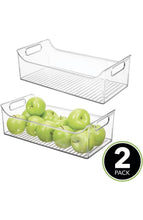 Load image into Gallery viewer, Plastic Storage Box – Long Open-Top Refrigerator Storage Tray with Handle