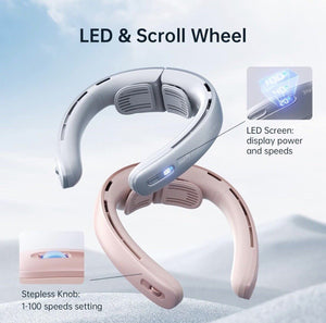 Neck Fan Pro,100 Speeds Bladeless Fan,LED Display, Rechargeable USB- Pink