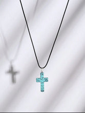 Load image into Gallery viewer, NATURAL STONE CROSS PENDANT NECKLACE 