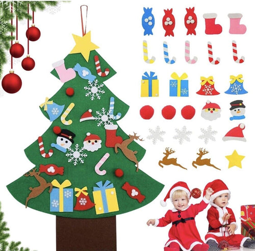 Wall Xmas Tree, Children's Felt Christmas Tree, DIY Felt Christmas Tree 27PCS