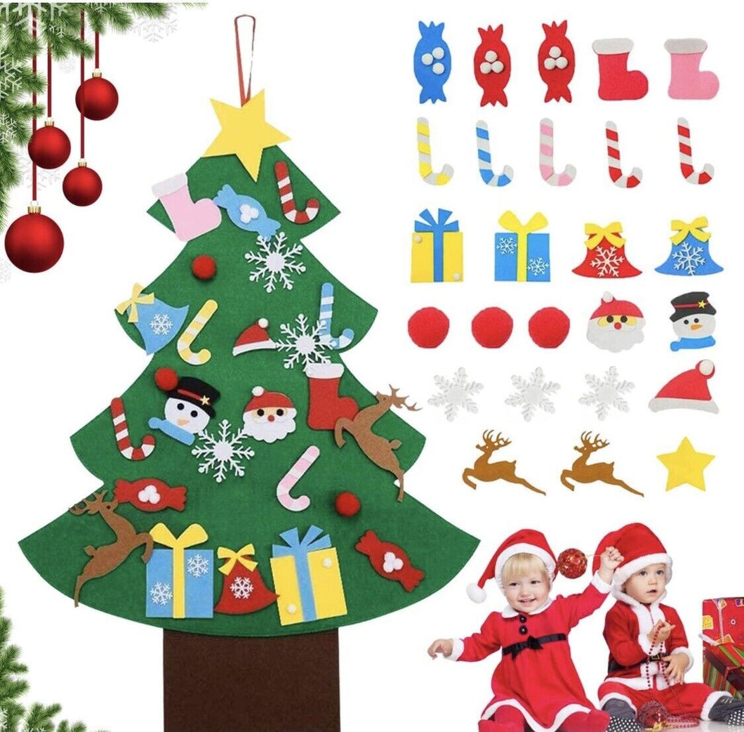 Wall Xmas Tree, Children's Felt Christmas Tree, DIY Felt Christmas Tree 27PCS