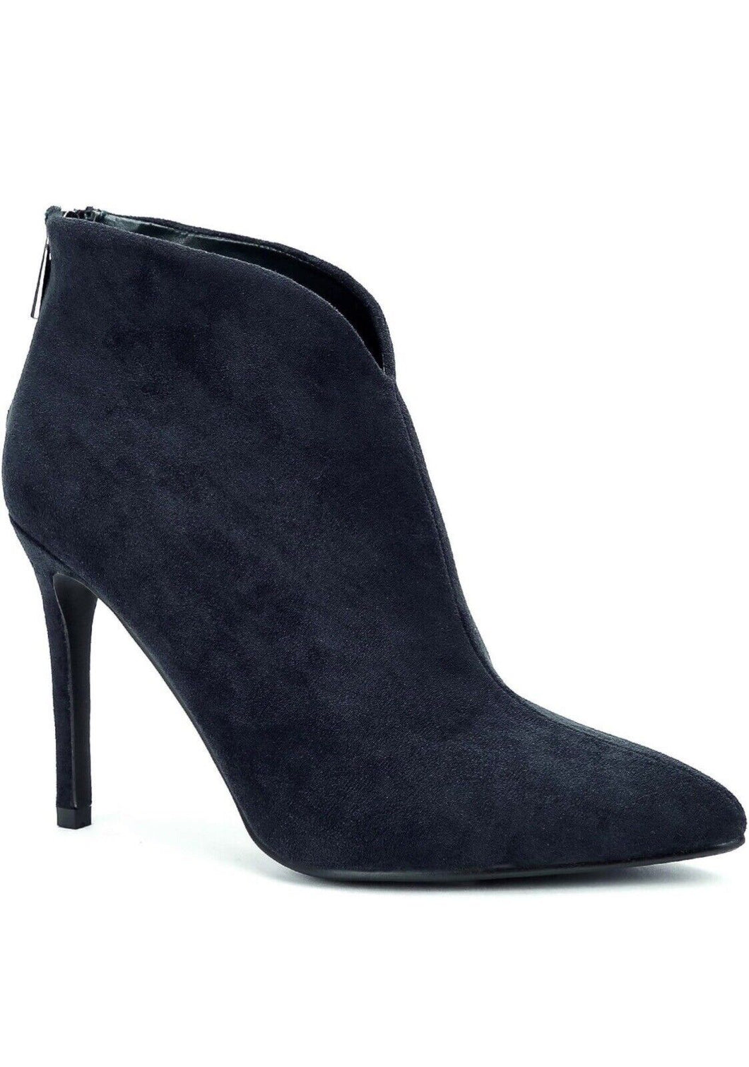 Women Close Pointy Toe Stiletto High Heels Suede Ankle Boots Sexy Ladies Zip V