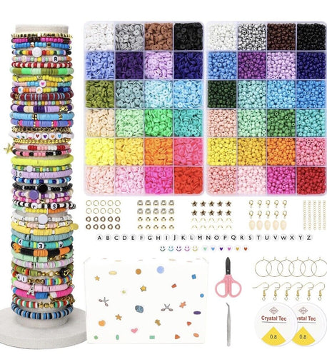 9600pcs Glass Seed Beads Bracelet Making Kit-6mm Spacer Heishi Beads For Jewelry