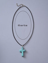 Load image into Gallery viewer, NATURAL STONE CROSS PENDANT NECKLACE 