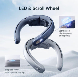 Neck Fan Pro,100 Speeds Bladeless Fan,LED Display, Rechargeable USB- Blue