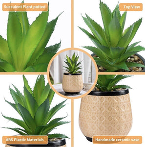 Artificial Succulent Plants Potted, Small Fake Succulents in Ceramic Pots - 3PCS