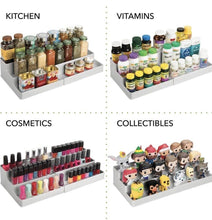 Load image into Gallery viewer, Extendable Cupboard Storage – Triple-Tiered Plastic Kitchen Shelf Organiser