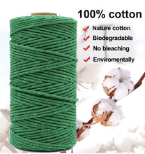 Load image into Gallery viewer, Rope Cotton Macrame Cord, 100m x 3mm Natural Cotton Rope Cord,Craft Braided Rope