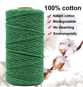 Rope Cotton Macrame Cord, 100m x 3mm Natural Cotton Rope Cord,Craft Braided Rope