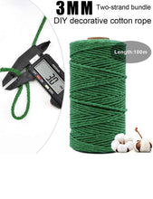 Load image into Gallery viewer, Rope Cotton Macrame Cord, 100m x 3mm Natural Cotton Rope Cord,Craft Braided Rope