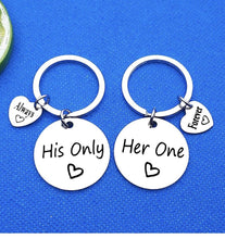 Load image into Gallery viewer, Connected Hearts Matching Couple Keyring Set Valentine’s Day Gifts Couples Gift