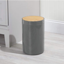 Load image into Gallery viewer, Lid Bathroom Bin – Bamboo and Plastic Rubbish Bin for Bathroom Small Waste Bin