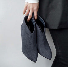 Load image into Gallery viewer, Women Close Pointy Toe Stiletto High Heels Suede Ankle Boots Sexy Ladies Zip V