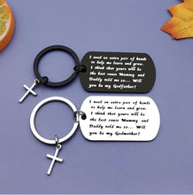 Load image into Gallery viewer, Godparent Gifts from Godchild keychain Godmother Keychain Gifts Baptism Gift