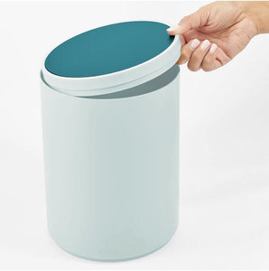 Swing Lid Bathroom Bin – Small Round Rubbish Bin  NMint Blue/Teal Blue