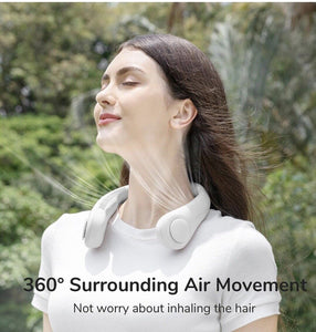 Portable Neck Fan, 4000 mAh Rechargeable Hands Free Bladeless Fan,3 Speeds-white
