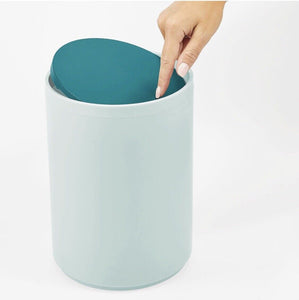 Swing Lid Bathroom Bin – Small Round Rubbish Bin  NMint Blue/Teal Blue