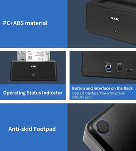 Hard Drive Docking Station USB 3.0 to SATA HDD/SSD Enclosure AdapterFor 2.5&3.5”