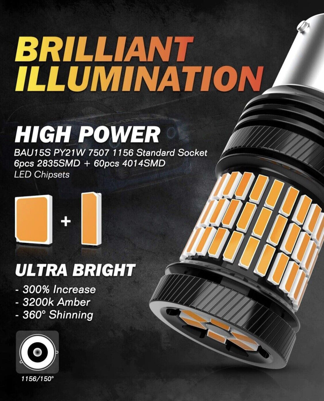 Led Bulb Extremely Bright 4000LM 12V-24V 21W For Car Led Turn Signal Light