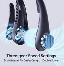 Load image into Gallery viewer, Portable Neck Fan, 4000 mAh Rechargeable Hands Free Bladeless Fan,3 Speeds-Blue