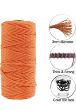 Load image into Gallery viewer, Rope Cotton Macrame Cord, 100m x 3mm Natural Cotton Rope Cord,Craft Braided Rope
