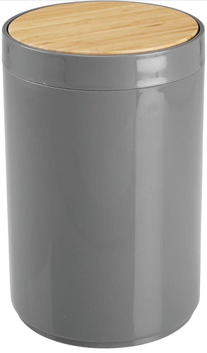Lid Bathroom Bin – Bamboo and Plastic Rubbish Bin for Bathroom Small Waste Bin