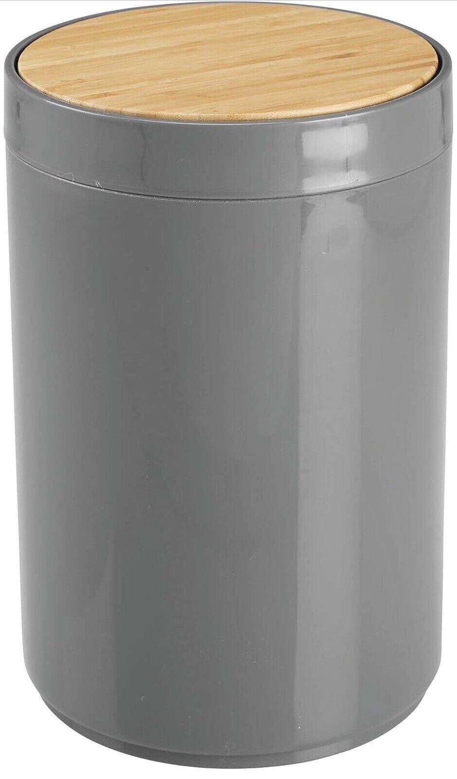 Lid Bathroom Bin – Bamboo and Plastic Rubbish Bin for Bathroom Small Waste Bin