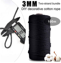 Load image into Gallery viewer, Rope Cotton Macrame Cord, 100m x 3mm Natural Cotton Rope Cord,Craft Braided Rope