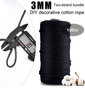 Rope Cotton Macrame Cord, 100m x 3mm Natural Cotton Rope Cord,Craft Braided Rope