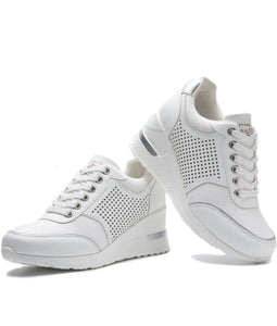 Womens Fashion High Heel Trainers, Women Sneakers White Size 4.5/ EU 37,5