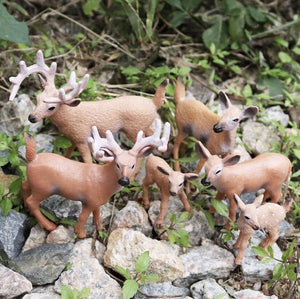 Animal Figures-6pcs Realistic White Tailed Deer Figurines Plastic Forest  Animal