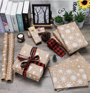 Christmas Wrapping Paper 5 x XL Folded Sheets, Recyclable Gift Wrap 87cm x 60cm