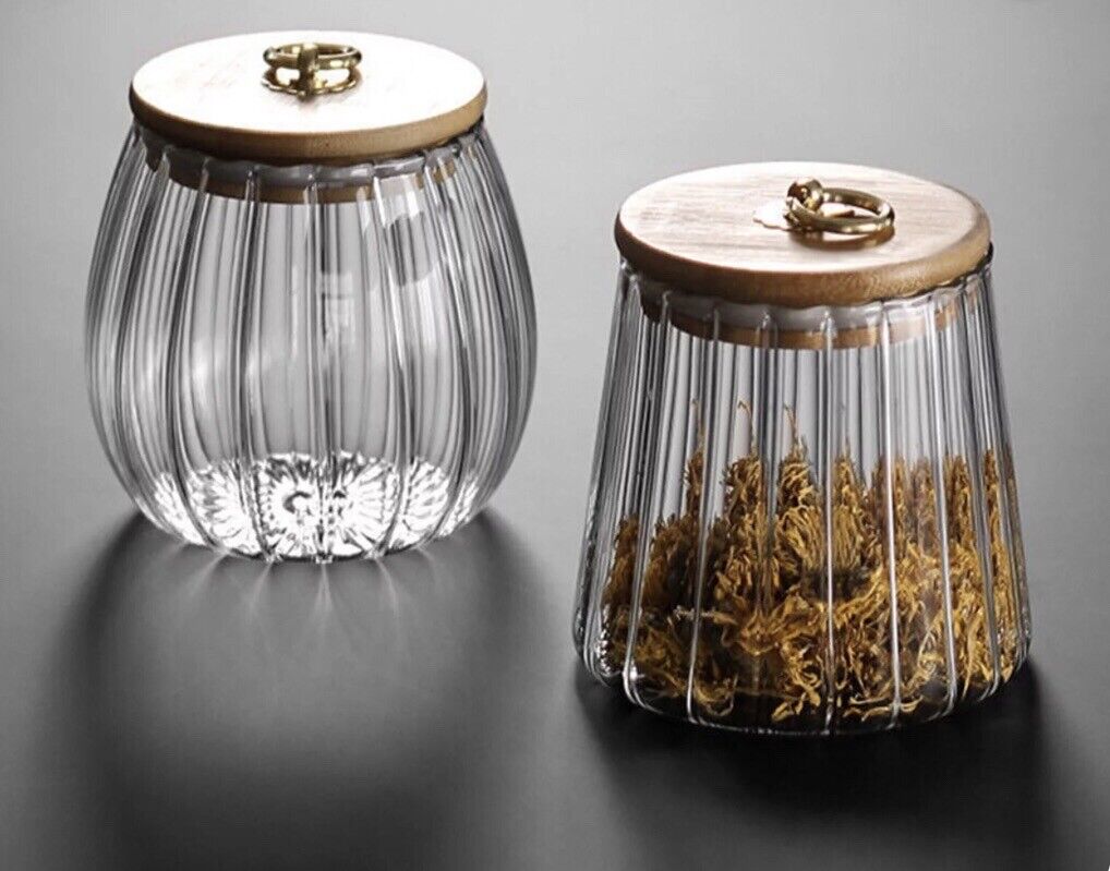 Norbi Glass Apothecary Jar with Lid, Clear Diamond Kitchen Storage Organiser