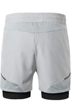 Load image into Gallery viewer, Mens 2in1 Running Shorts Silver Training Workout Gym Shorts With Zipper Pockets