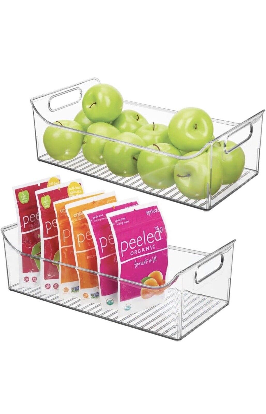 Plastic Storage Box – Long Open-Top Refrigerator Storage Tray with Handle