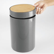 Load image into Gallery viewer, Lid Bathroom Bin – Bamboo and Plastic Rubbish Bin for Bathroom Small Waste Bin