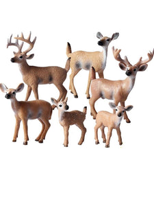 Animal Figures-6pcs Realistic White Tailed Deer Figurines Plastic Forest  Animal