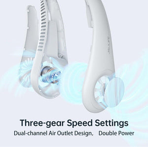 Portable Neck Fan, 4000 mAh Rechargeable Hands Free Bladeless Fan,3 Speeds-white