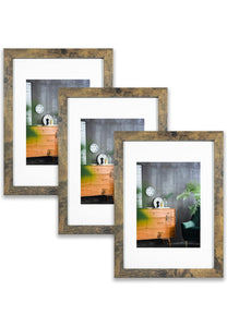 A4 Photo Frames Set of 6 Glass Window,Tabletop or Wall Mount,Distressed White